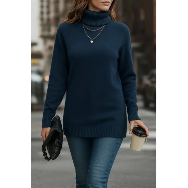 Kadın Uzun Kollu Balıkçı Yaka Triko Bluz