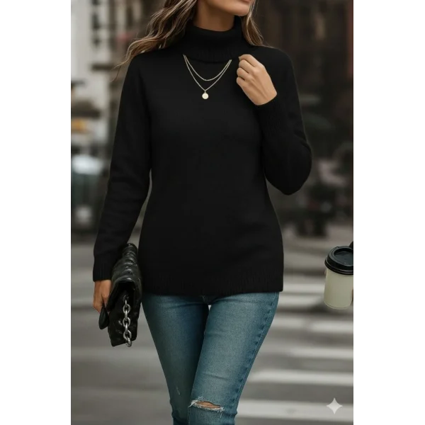 Kadın Uzun Kollu Balıkçı Yaka Triko Bluz