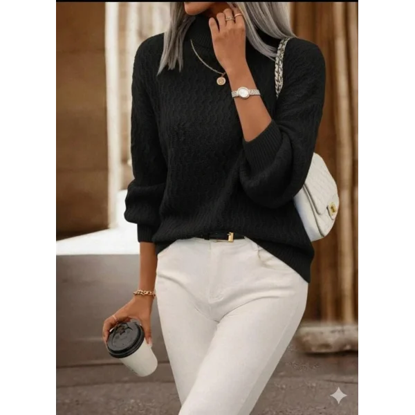 Kadın Uzun Kollu Balıkçı Yaka Triko Bluz