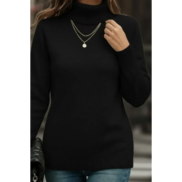 Kadın Uzun Kollu Balıkçı Yaka Triko Bluz