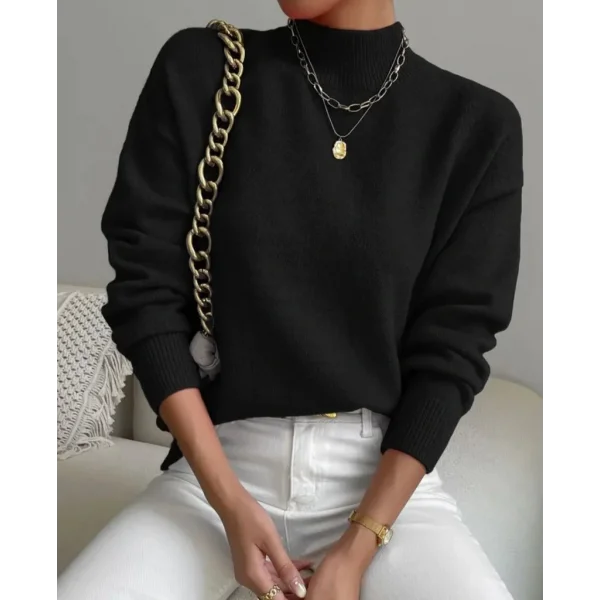 Kadın Uzun Kollu Balıkçı Yaka Triko Bluz