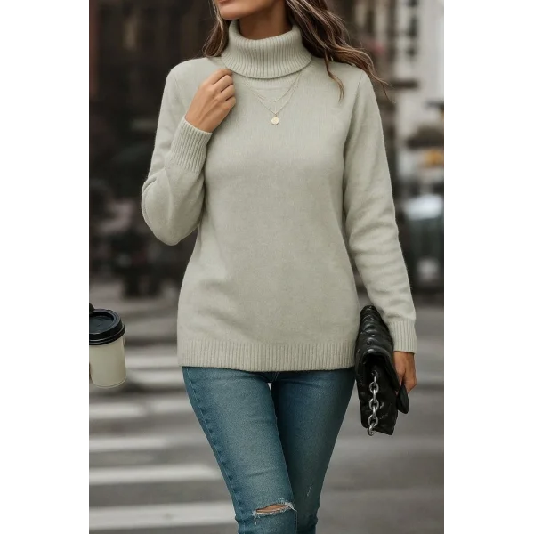 Kadın Uzun Kollu Balıkçı Yaka Triko Bluz