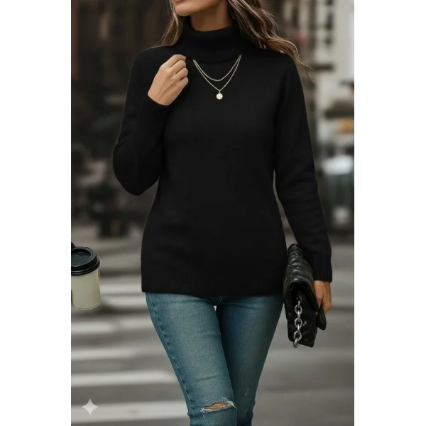 Kadın Uzun Kollu Balıkçı Yaka Triko Bluz