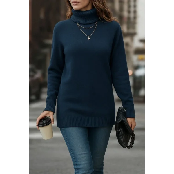 Kadın Uzun Kollu Balıkçı Yaka Triko Bluz