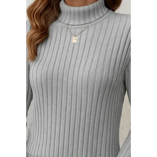 Kadın Uzun Kollu Balıkçı Yaka Yandan Yırtmaçlı şardonlu Kaşkorse Bluz