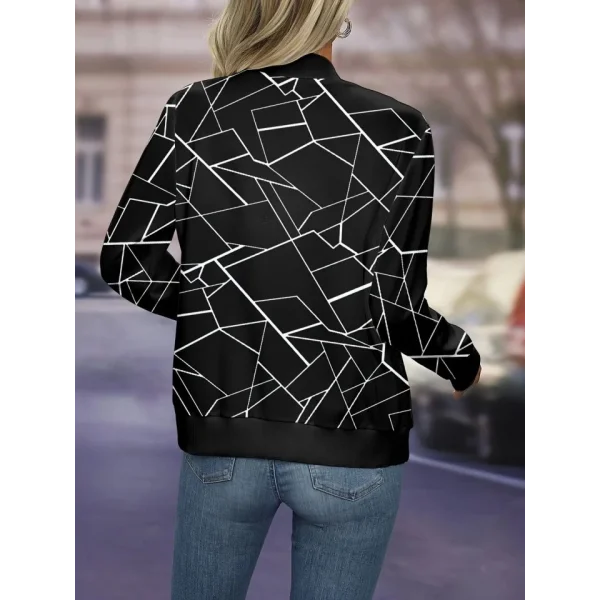 Kadın Uzun Kollu Baskılı Dalgıç Ceket