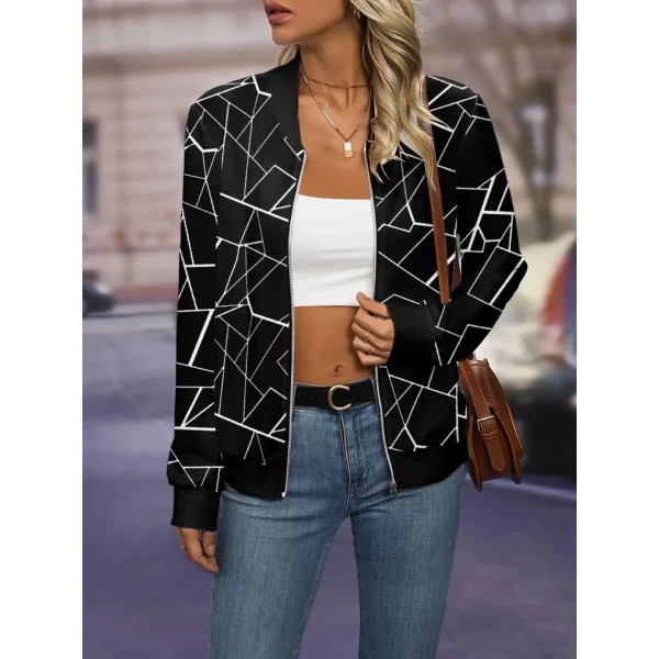Kadın Uzun Kollu Baskılı Dalgıç Ceket