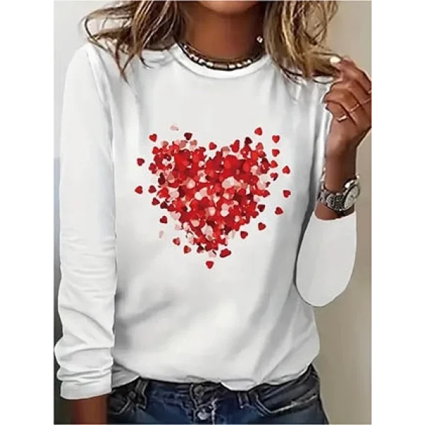 Kadın Uzun Kollu Bisiklet Yaka Baskılı Viskon Bluz