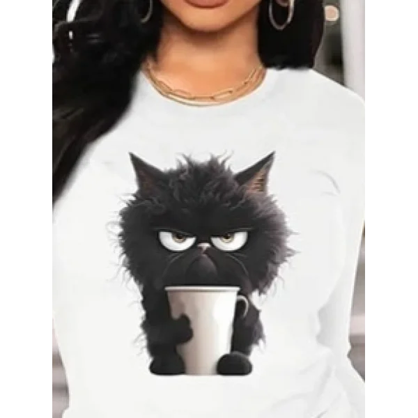 Kadın Uzun Kollu Bisiklet Yaka Baskılı Viskon Bluz