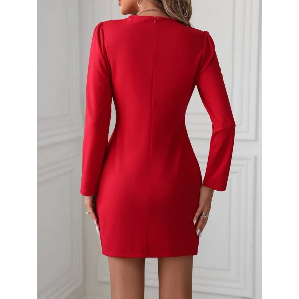 Kadın Uzun Kollu Bisiklet Yaka Bel Kemer Detay Ithal Krep Elbise