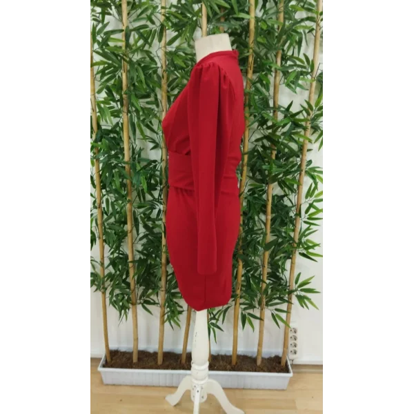 Kadın Uzun Kollu Bisiklet Yaka Bel Kemer Detay Ithal Krep Elbise