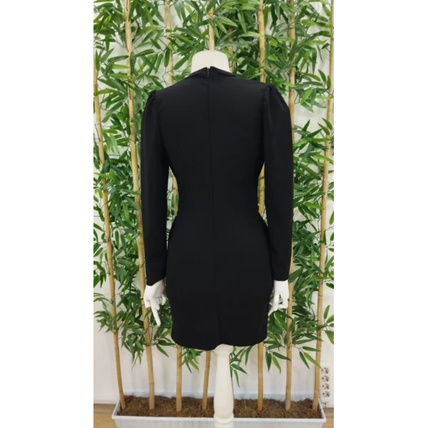 Kadın Uzun Kollu Bisiklet Yaka Bel Kemer Detay Ithal Krep Elbise