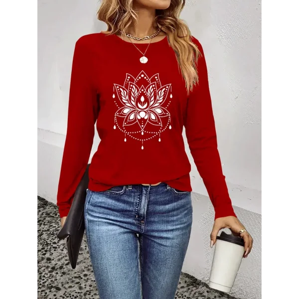 Kadın Uzun Kollu Bisiklet Yaka çiçek Desenli Viskon Bluz