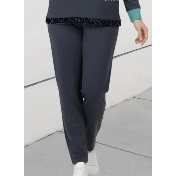 Kadın Uzun Kollu Bisiklet Yaka çizgili Desen Iki Iplik Bluz Ve Pantolon Ikili Takım