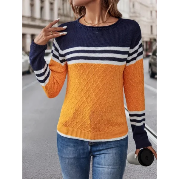 Kadın Uzun Kollu Bisiklet Yaka çok Renkli Triko Bluz