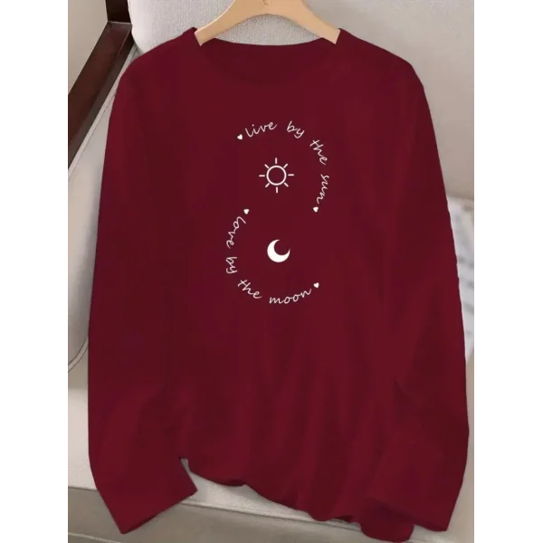 Kadın Uzun Kollu Bisiklet Yaka Desenli Viskon Bluz