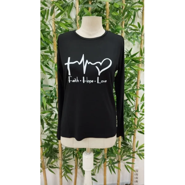 Kadın Uzun Kollu Bisiklet Yaka Desenli Viskon Bluz