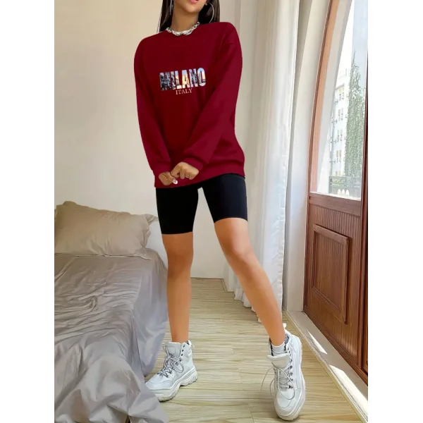 Kadın Uzun Kollu Bisiklet Yaka Desenli Viskon Iki Iplik Bluz