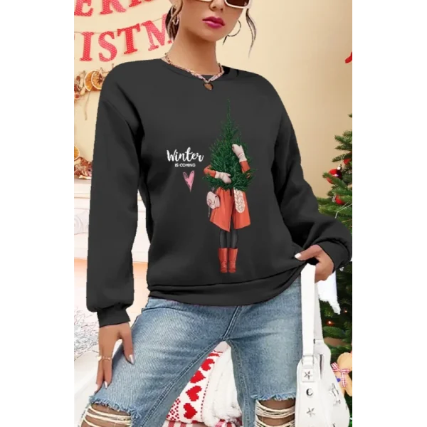 Kadın Uzun Kollu Bisiklet Yaka Desenli Viskon Iki Iplik Bluz