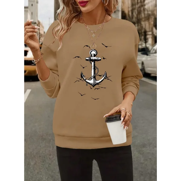 Kadın Uzun Kollu Bisiklet Yaka Desenli Viskon Iki Iplik Bluz