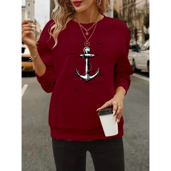 Kadın Uzun Kollu Bisiklet Yaka Desenli Viskon Iki Iplik Bluz