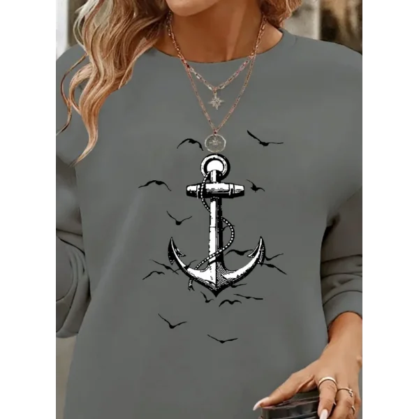 Kadın Uzun Kollu Bisiklet Yaka Desenli Viskon Iki Iplik Bluz