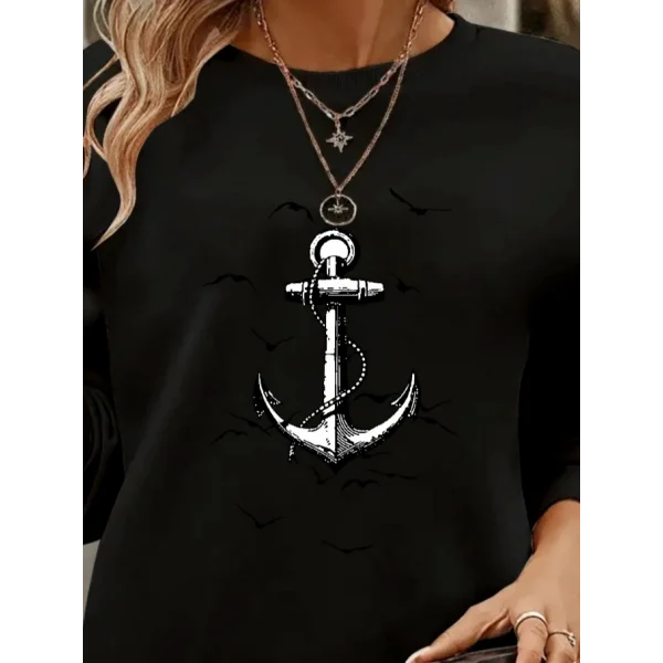 Kadın Uzun Kollu Bisiklet Yaka Desenli Viskon Iki Iplik Bluz