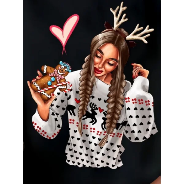 Kadın Uzun Kollu Bisiklet Yaka Desenli Viskon Iki Iplik Bluz