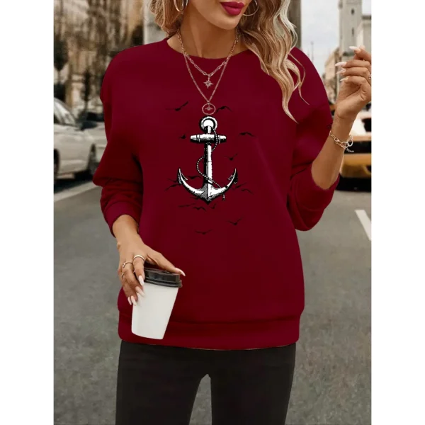 Kadın Uzun Kollu Bisiklet Yaka Desenli Viskon Iki Iplik Bluz