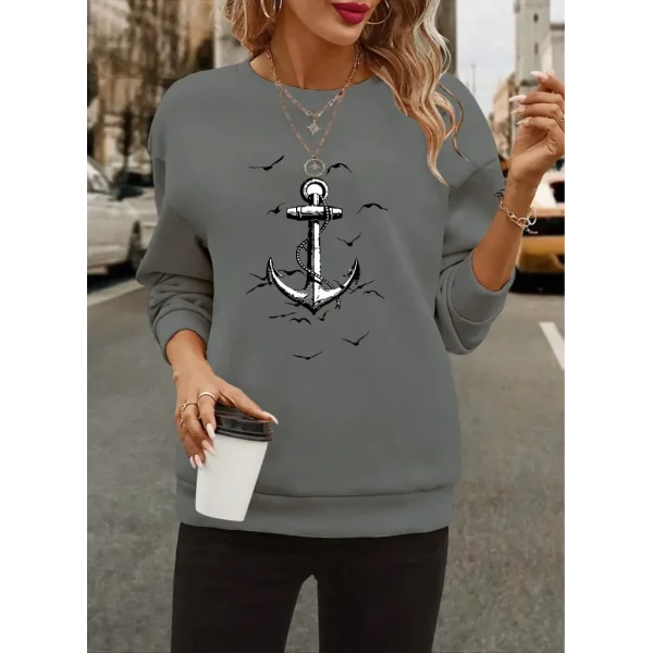 Kadın Uzun Kollu Bisiklet Yaka Desenli Viskon Iki Iplik Bluz