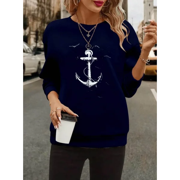 Kadın Uzun Kollu Bisiklet Yaka Desenli Viskon Iki Iplik Bluz