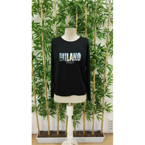 Kadın Uzun Kollu Bisiklet Yaka Desenli Viskon Iki Iplik Bluz