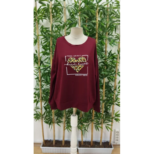 Kadın Uzun Kollu Bisiklet Yaka Desenli Viskon Iki Iplik Bluz