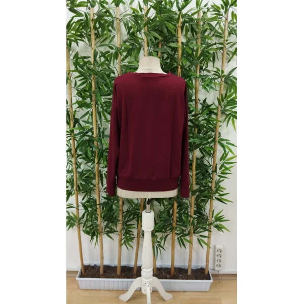 Kadın Uzun Kollu Bisiklet Yaka Desenli Viskon Iki Iplik Bluz