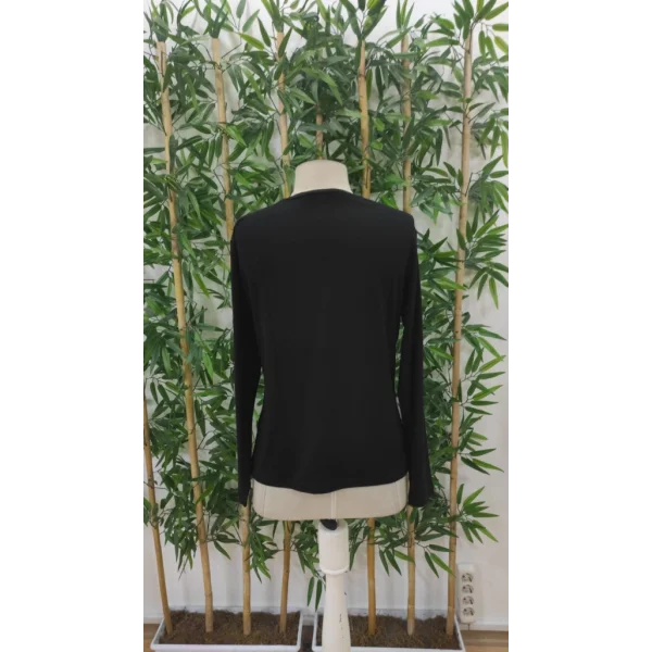 Kadın Uzun Kollu Bisiklet Yaka Gülen Yüz Desenli Viskon Bluz