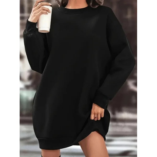 Kadın Uzun Kollu Bisiklet Yaka Iki Iplik Elbise