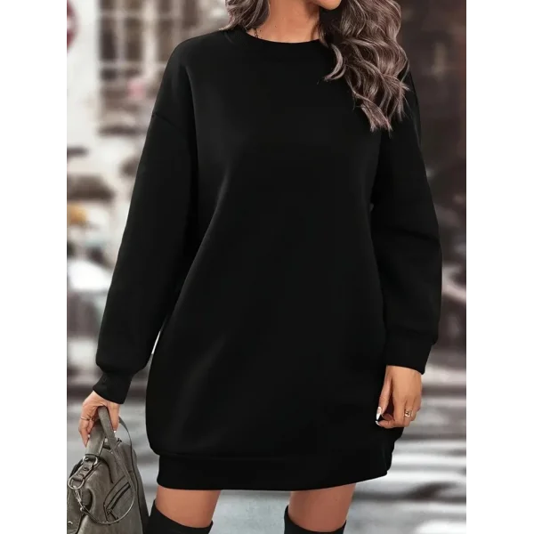 Kadın Uzun Kollu Bisiklet Yaka Iki Iplik Elbise