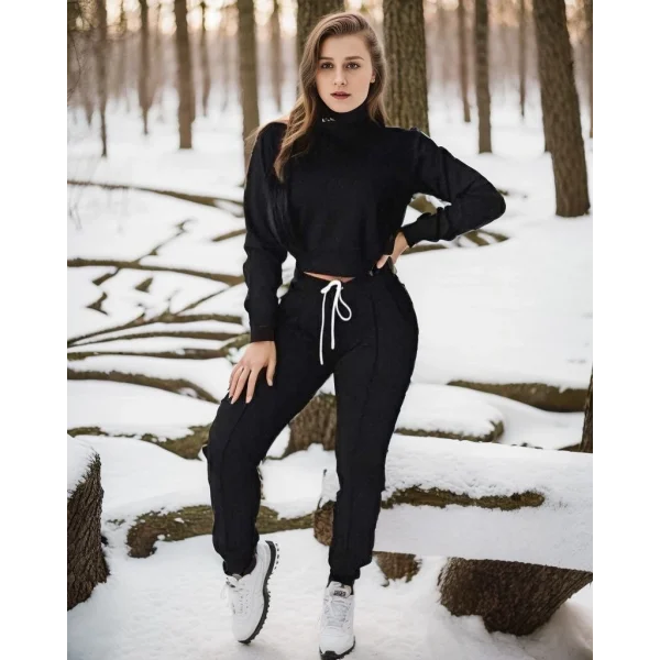 Kadın Uzun Kollu Bisiklet Yaka Iki Iplik Takım