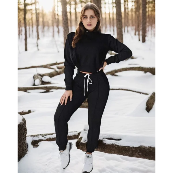 Kadın Uzun Kollu Bisiklet Yaka Iki Iplik Takım