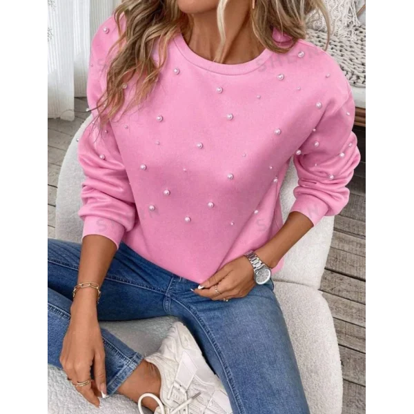 Kadın Uzun Kollu Bisiklet Yaka Inci Detay Sweat