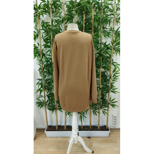 Kadın Uzun Kollu Bisiklet Yaka Kalp Desenli Kısa Viskon Elbise