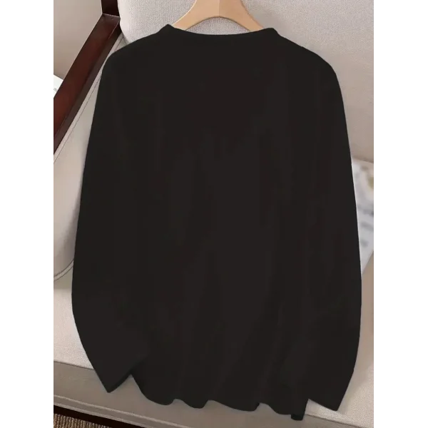 Kadın Uzun Kollu Bisiklet Yaka Kalp Desenli Viskon Bluz