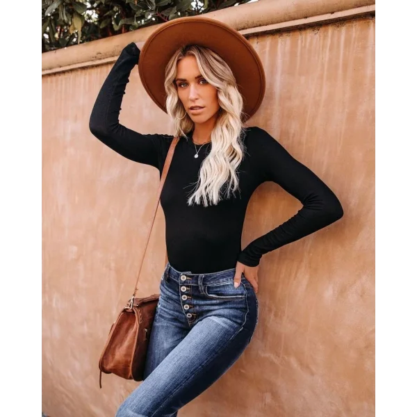 Kadın Uzun Kollu Bisiklet Yaka Kaşkorse Bluz