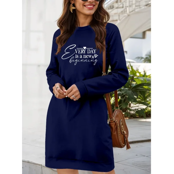 Kadın Uzun Kollu Bisiklet Yaka Kısa Viskon Iki Iplik Elbise