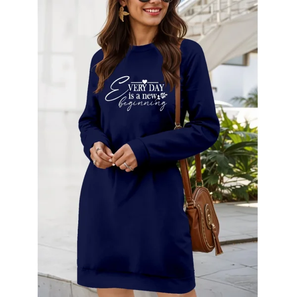 Kadın Uzun Kollu Bisiklet Yaka Kısa Viskon Iki Iplik Elbise