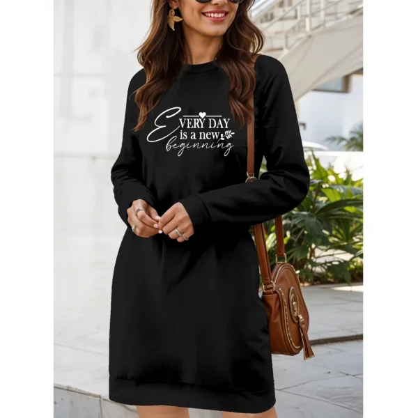 Kadın Uzun Kollu Bisiklet Yaka Kısa Viskon Iki Iplik Elbise