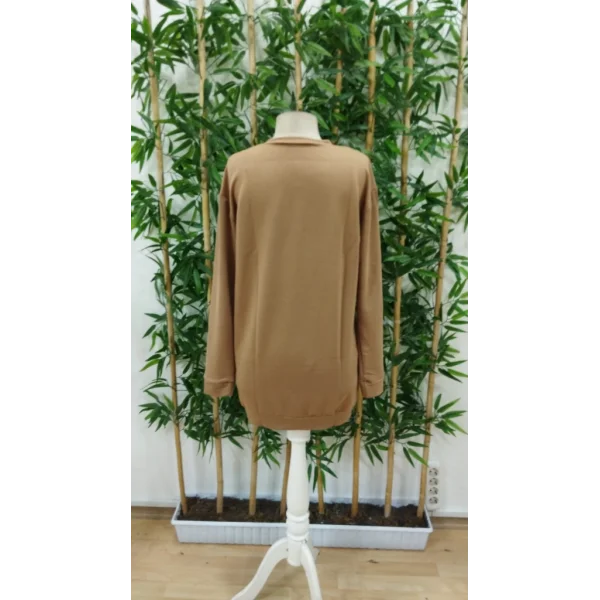 Kadın Uzun Kollu Bisiklet Yaka Kısa Viskon Iki Iplik Elbise