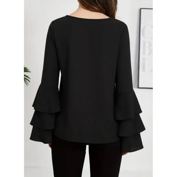 Kadın Uzun Kollu Bisiklet Yaka Kollar İspanyol Volanlı Sandy Bluz