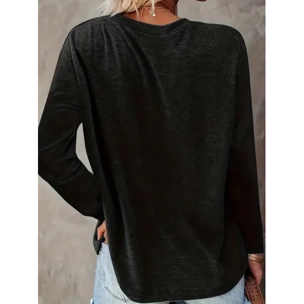 Kadın Uzun Kollu Bisiklet Yaka Köpek Resimli Viskon Bluz