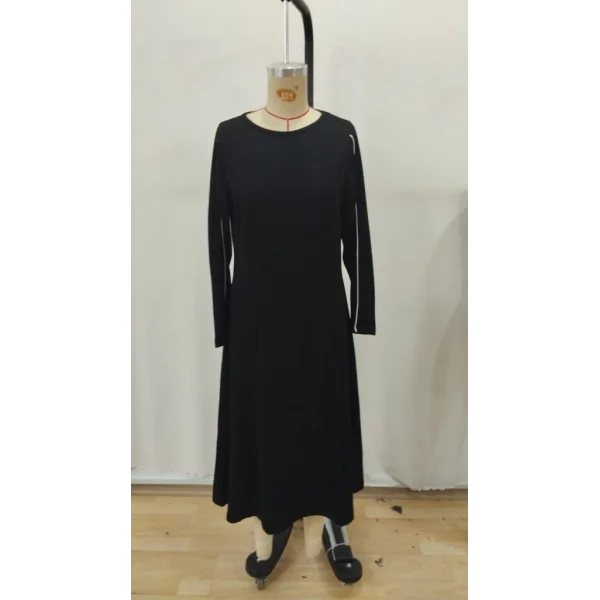 Kadın Uzun Kollu Bisiklet Yaka Midi Modal Elbise